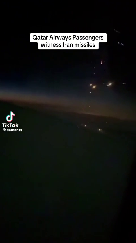 Footage of missiles taken by a passenger of Qatar airways. [9d6j62ljtq8f1].mp4